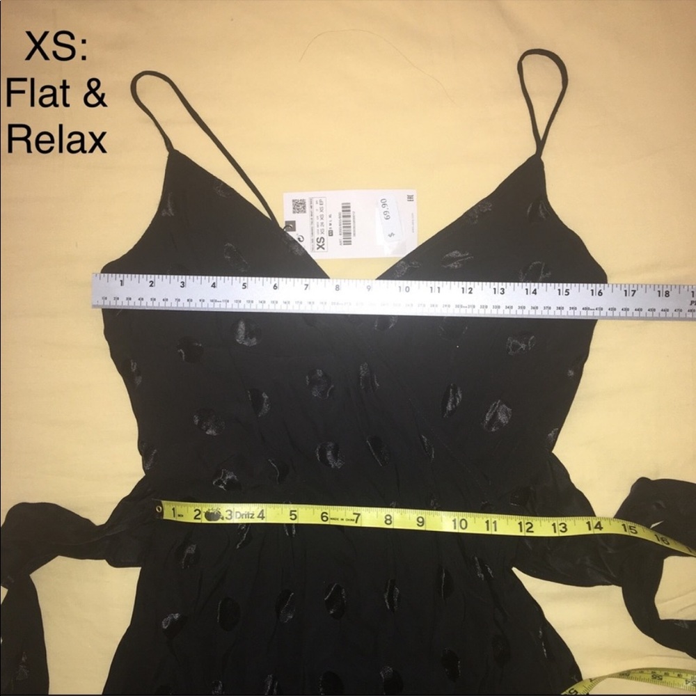 NWT Zara Black Midi Polka Dot Jaquard Dress - Picture 9 of 11